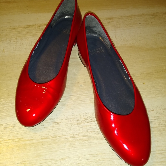 Stuart Weitzman Ruby Red Patton Leather Ballet Flats Lady's 7 - Picture 8 of 9
